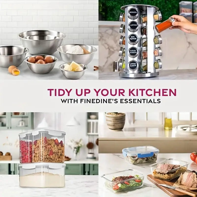Stainless Steel Spice Rack Set ( 16 Pcs )