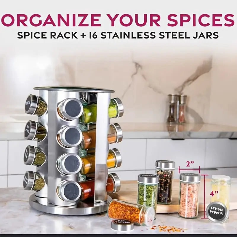 Stainless Steel Spice Rack Set ( 16 Pcs )