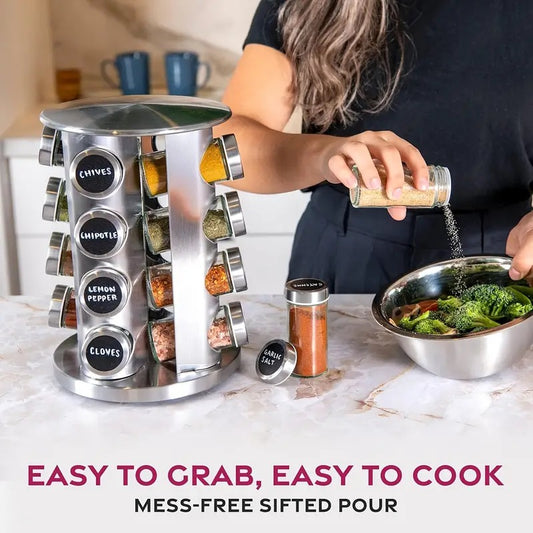 Stainless Steel Spice Rack Set ( 16 Pcs )